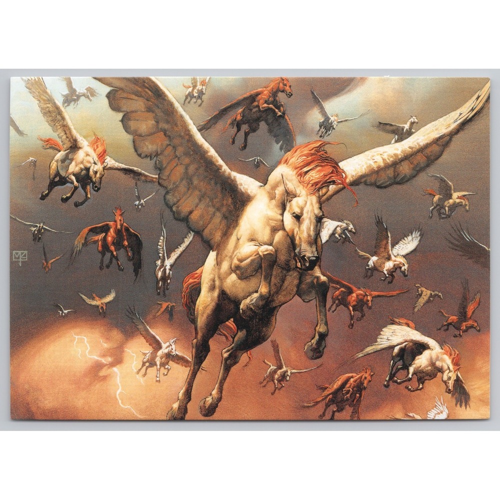 Magic the Gathering POSTCARD Art to‎ Send or Frame Pegasus Stampede by Zug 1998